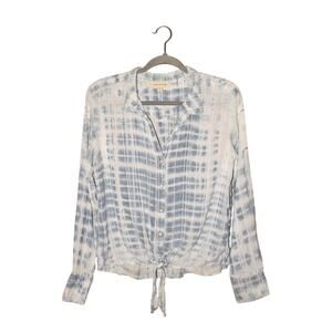 CLOTH‎ & STONE $78 Blue White Tie-Dye Button Down Shirt Tie Front Small